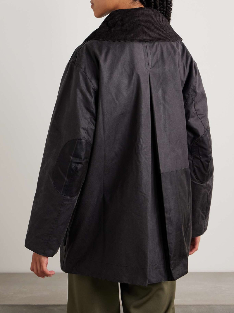 + GANNI corduroy-trimmed paneled checked waxed-organic cotton jacket 4