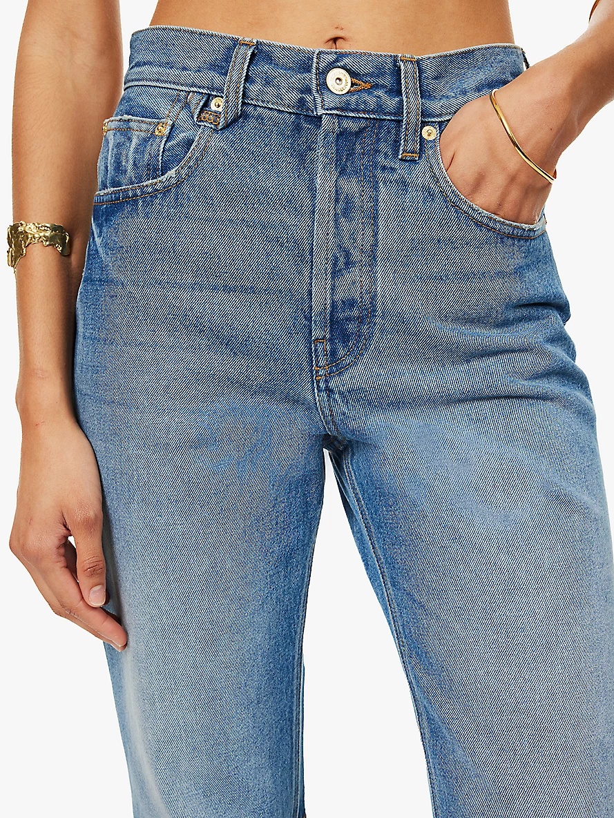 Faded-wash straight-leg mid-rise jeans - 6