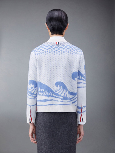 Thom Browne Wool and Mohair Wave Fair Isle Jacquard Crew Neck Cardigan outlook