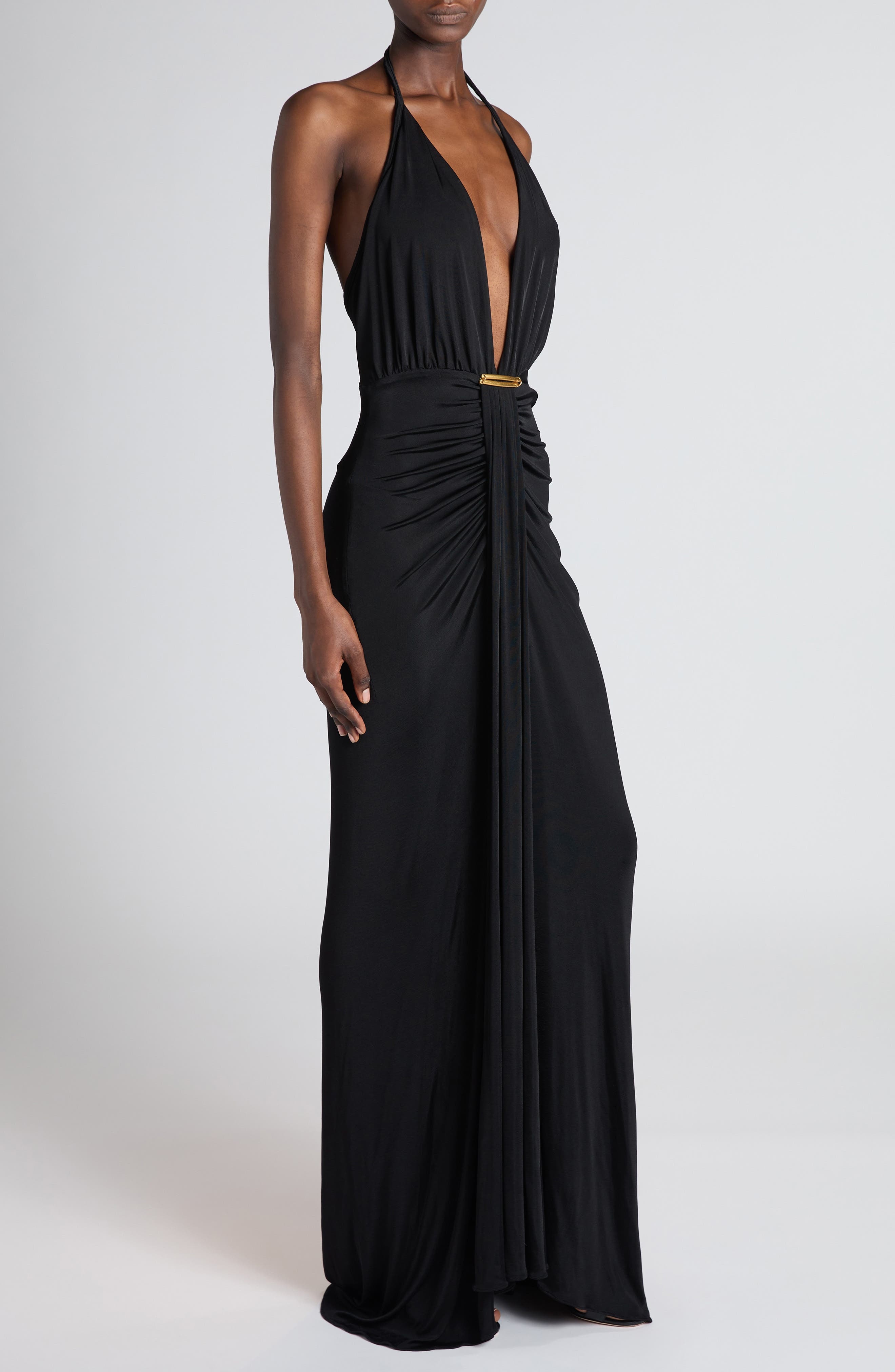 TOM FORD Plunge Halter Gown in Black at Nordstrom - 4