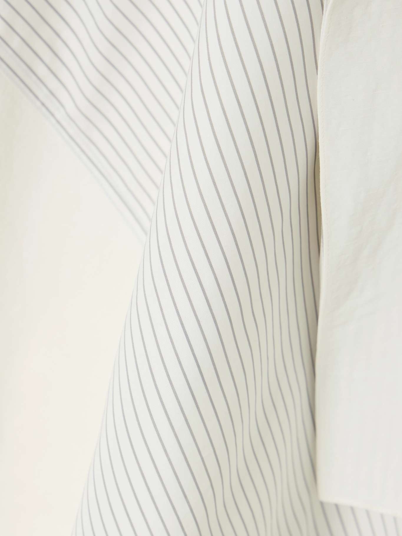 Asymmetric striped patchwork cotton-poplin midi skirt White - 4