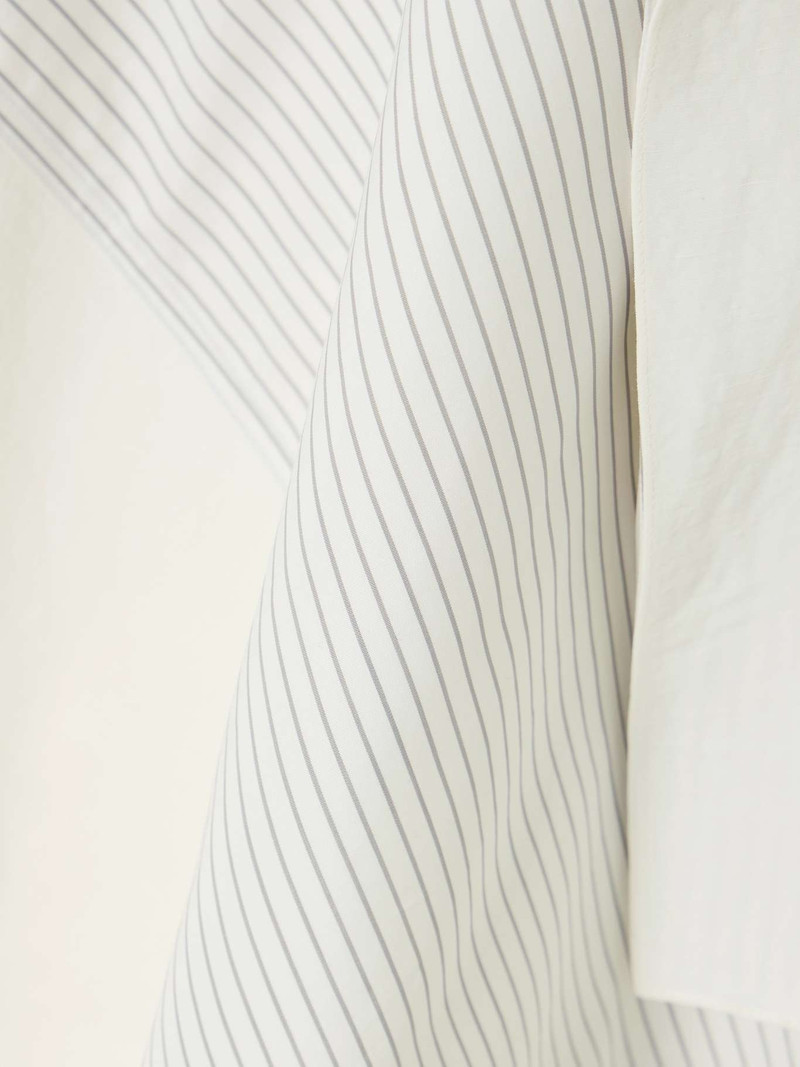 Asymmetric striped patchwork cotton-poplin midi skirt White 4