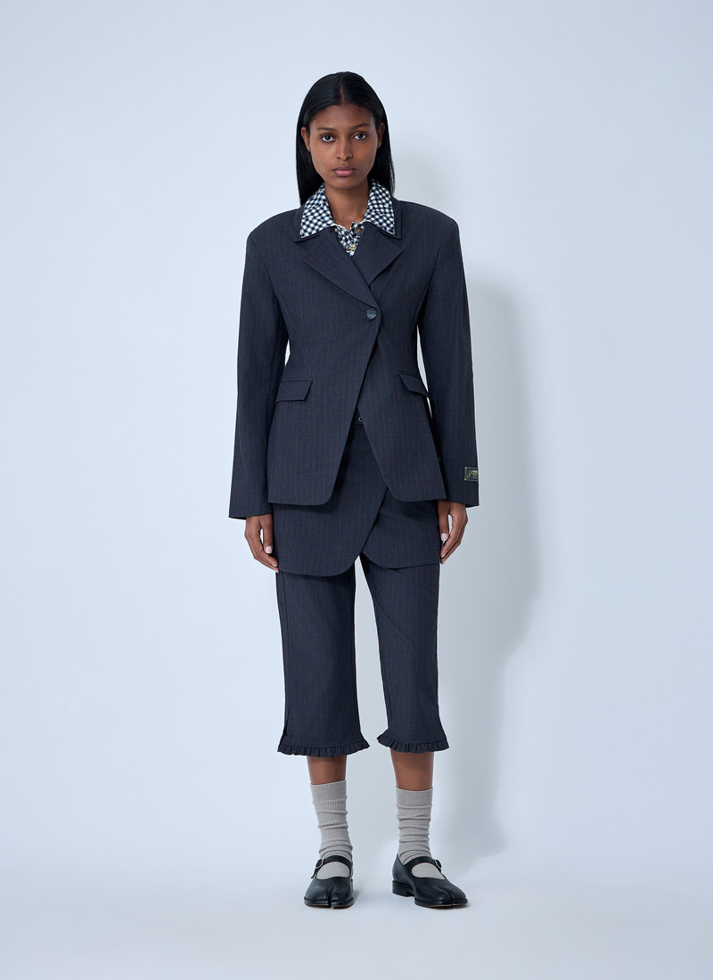 GANNI Stretch Stripe Single-Breasted Blazer outlook