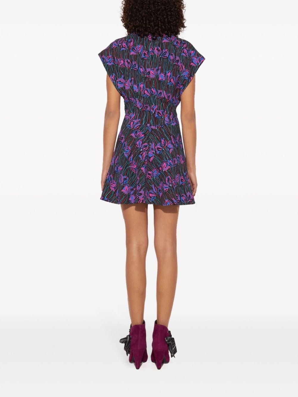 Fiori Di Loto-print minidress - 4