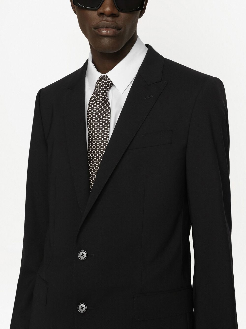 geometric-embroidery silk tie - 3