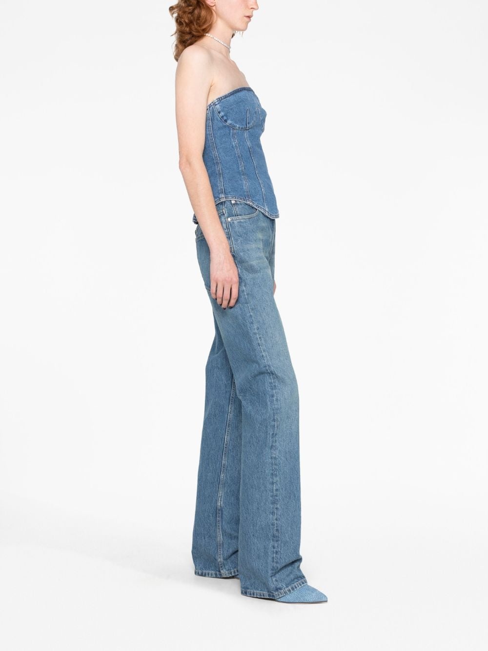 strapless denim corset top - 6