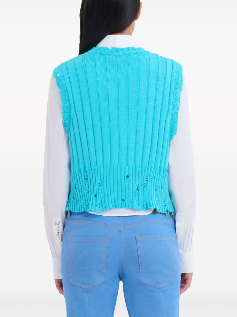 logo-embroidery distressed knitted vest 4