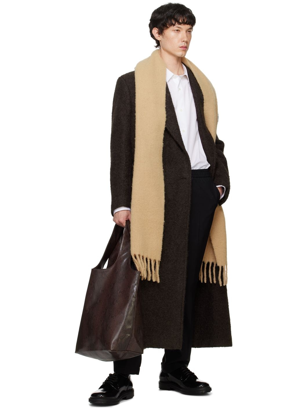 Brown Double-Breasted Coat - 5