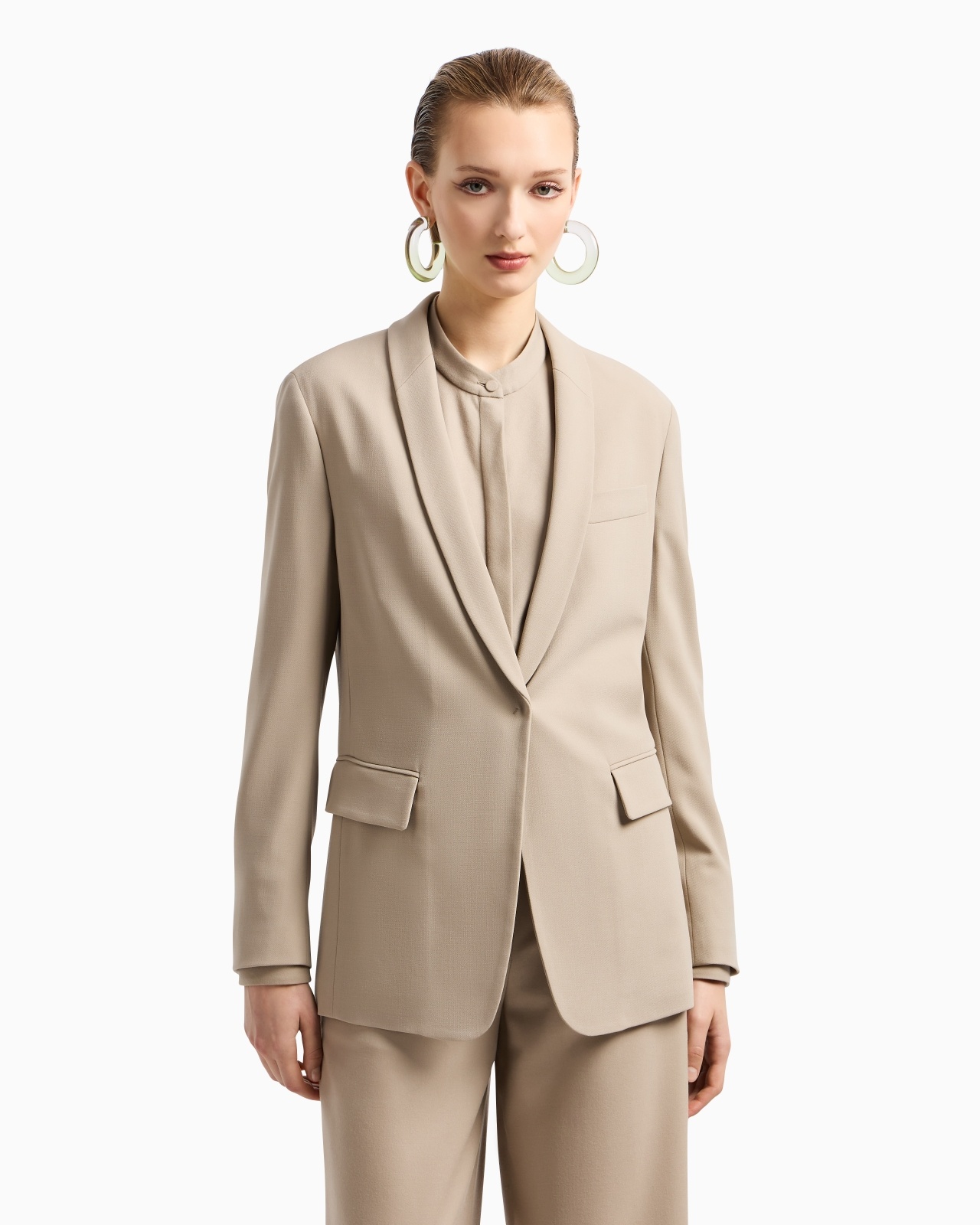 SINGLE-BREASTED JACKET IN STRETCH WOOL BARATHEA - 4