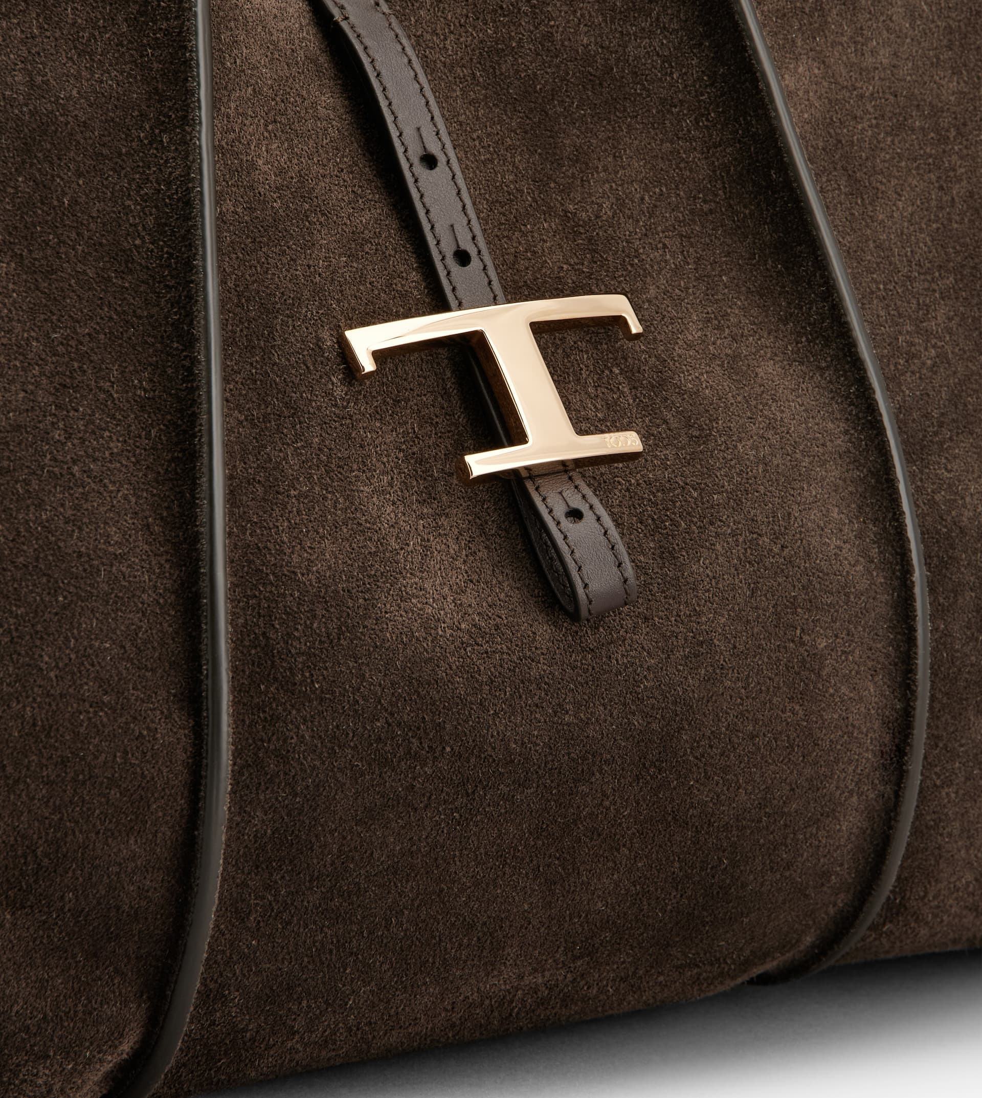 T TIMELESS SHOPPING BAG IN SUEDE MEDIUM - BROWN - 5