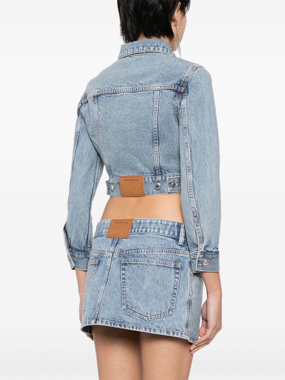 bead-embellished cropped denim jacket - 4