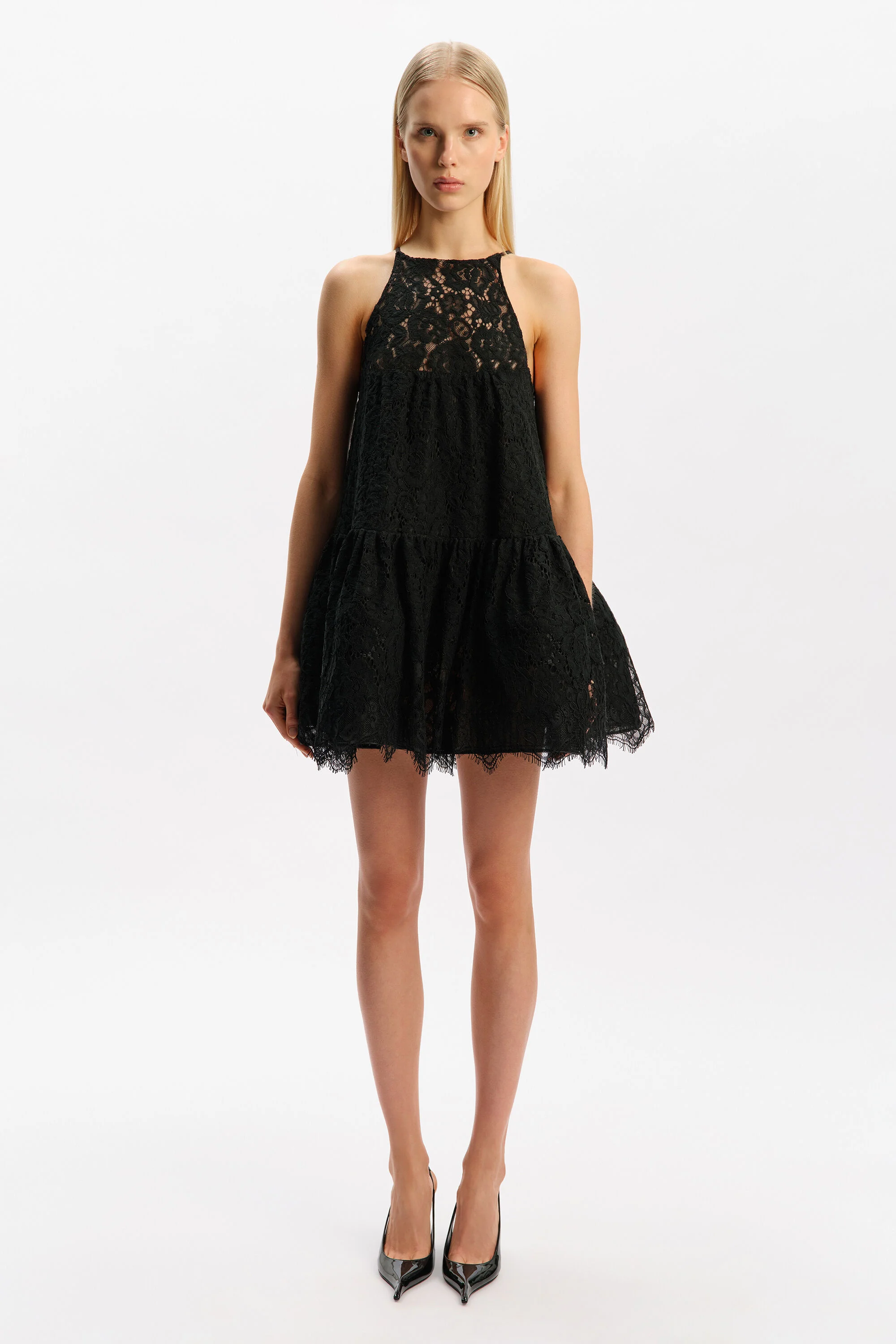 Emmery Babydoll Mini Dress In Black - 1