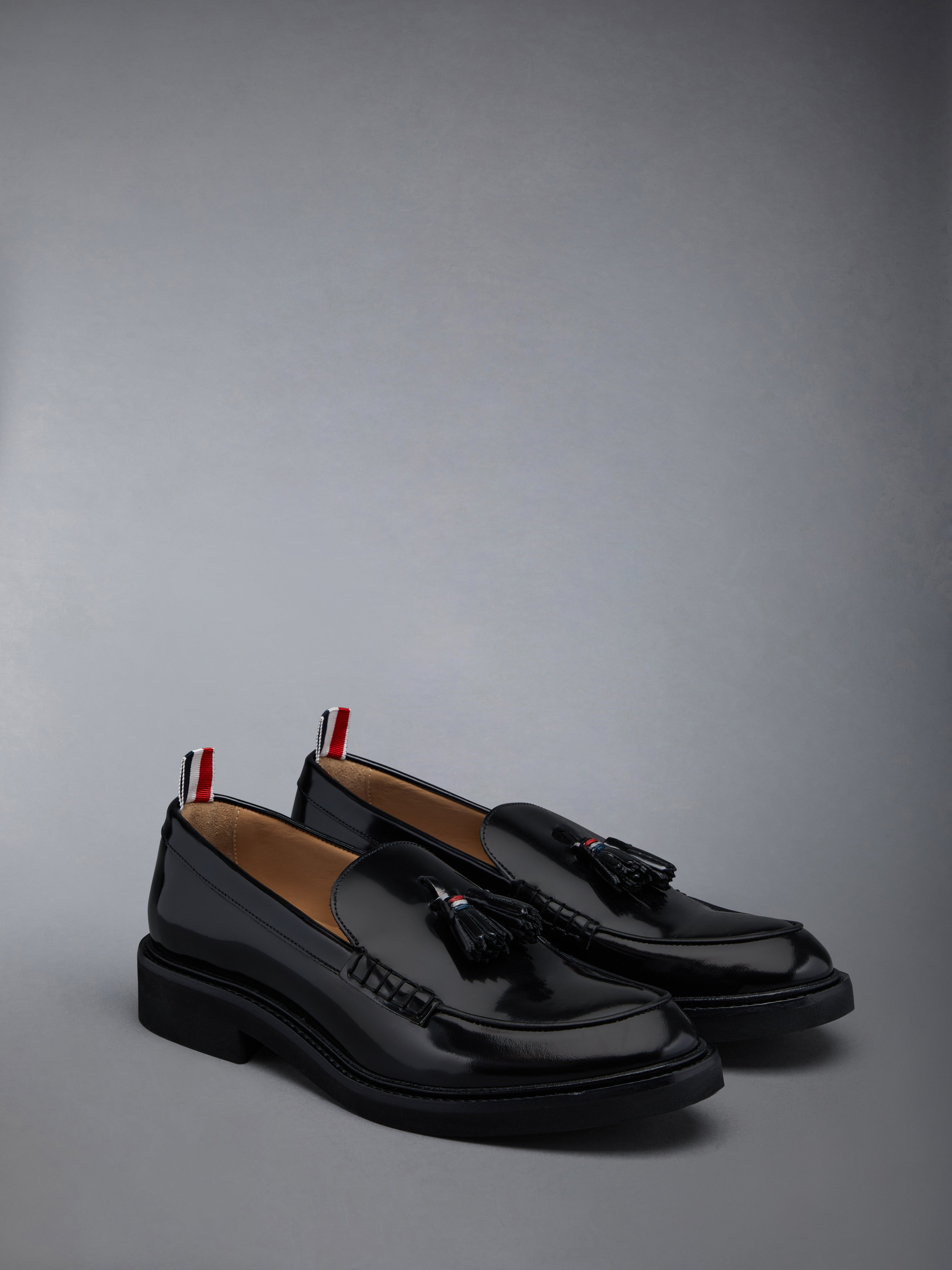 Black Calf Leather Micro Sole Tassel Loafer - 2