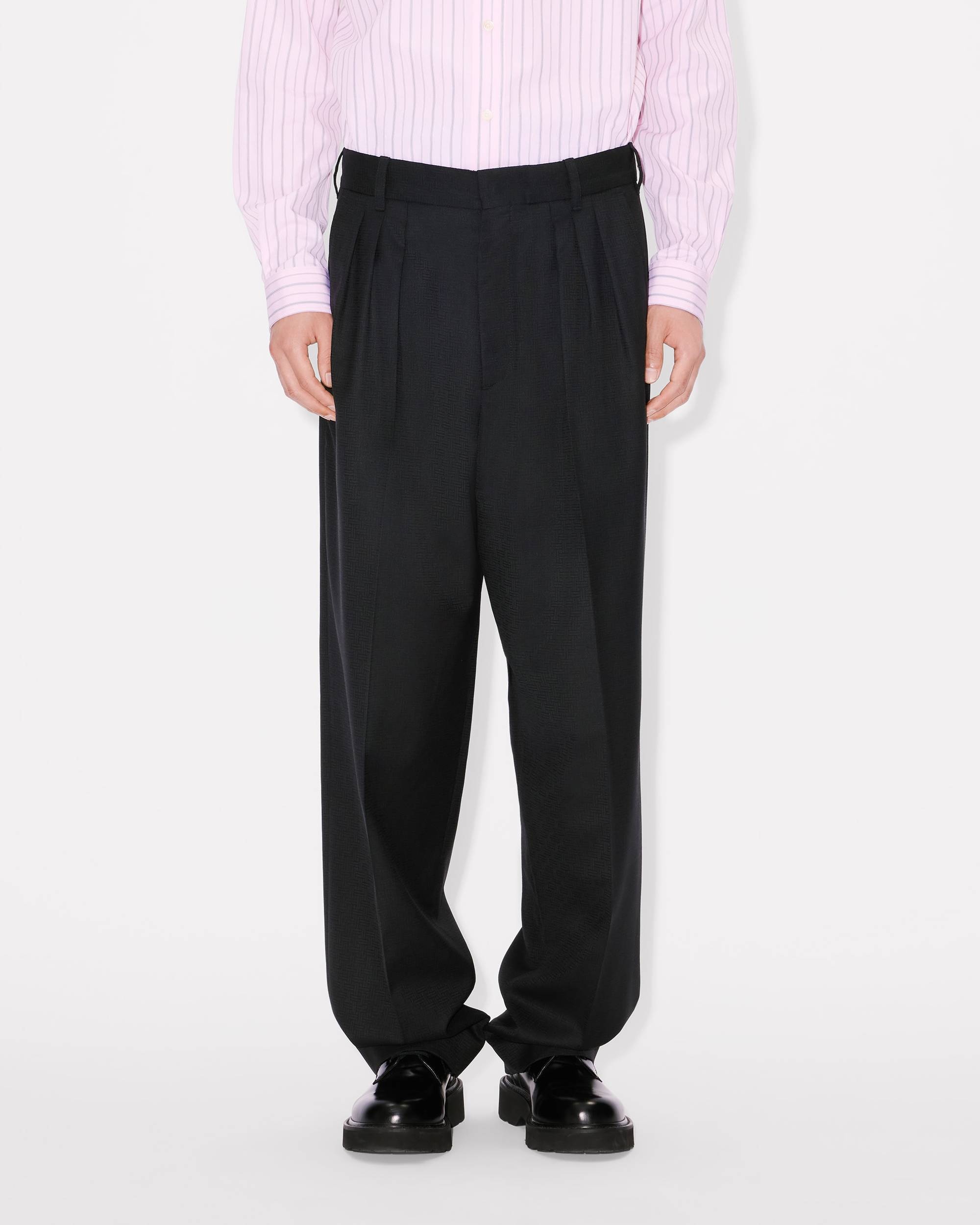 'KENZO Weave' pleated tailored pants in wool jacquard - 4