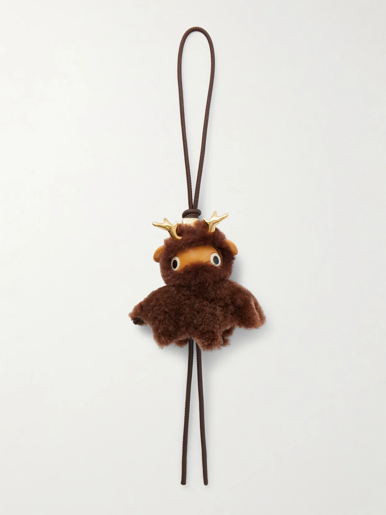 Fawnie Leather-trimmed Shearling, Acetate And Gold-tone Bag Charm - 1
