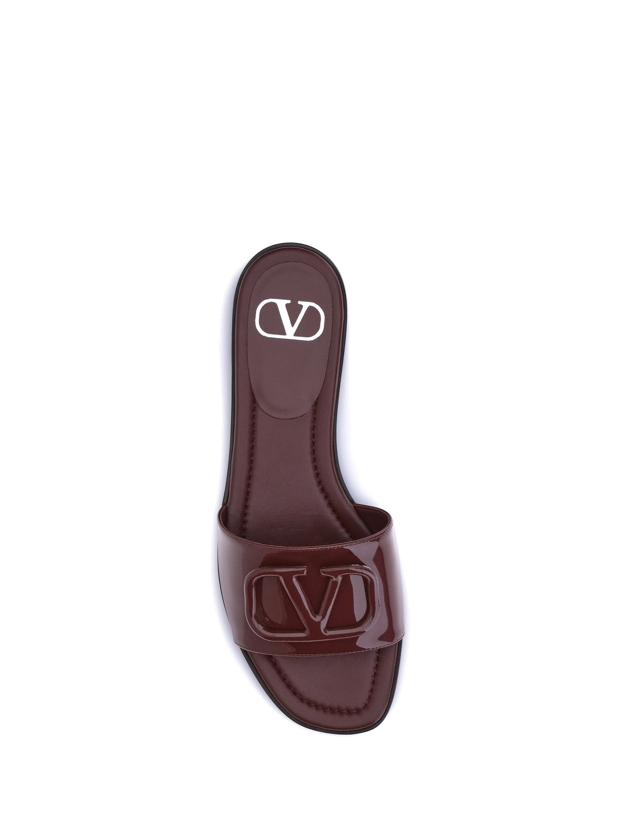 Valentino Garavani Women Patent Leathe Vlogo Slide Sandals - 4