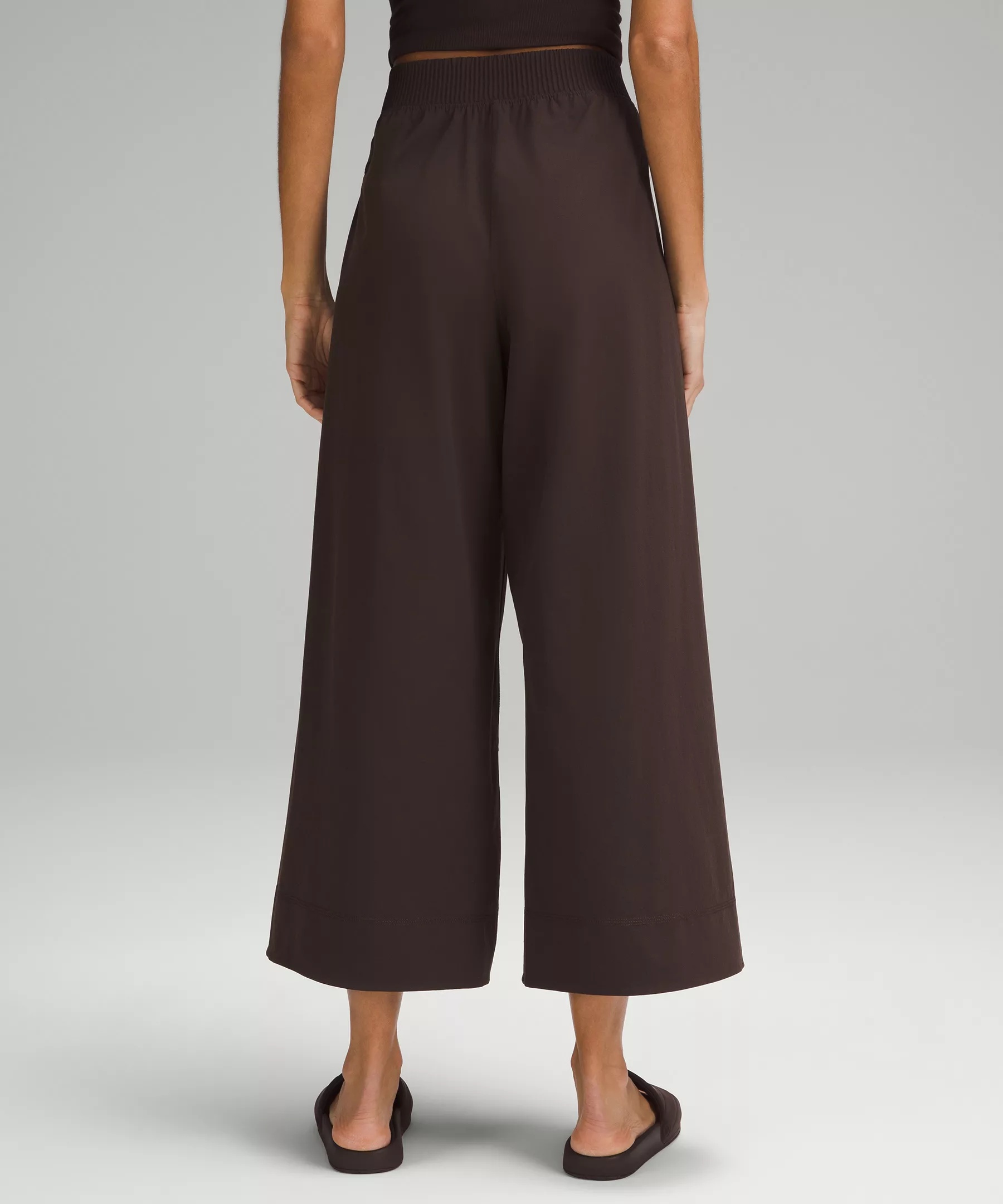 Stretch Woven High-Rise Wide-Leg Cropped Pant - 3