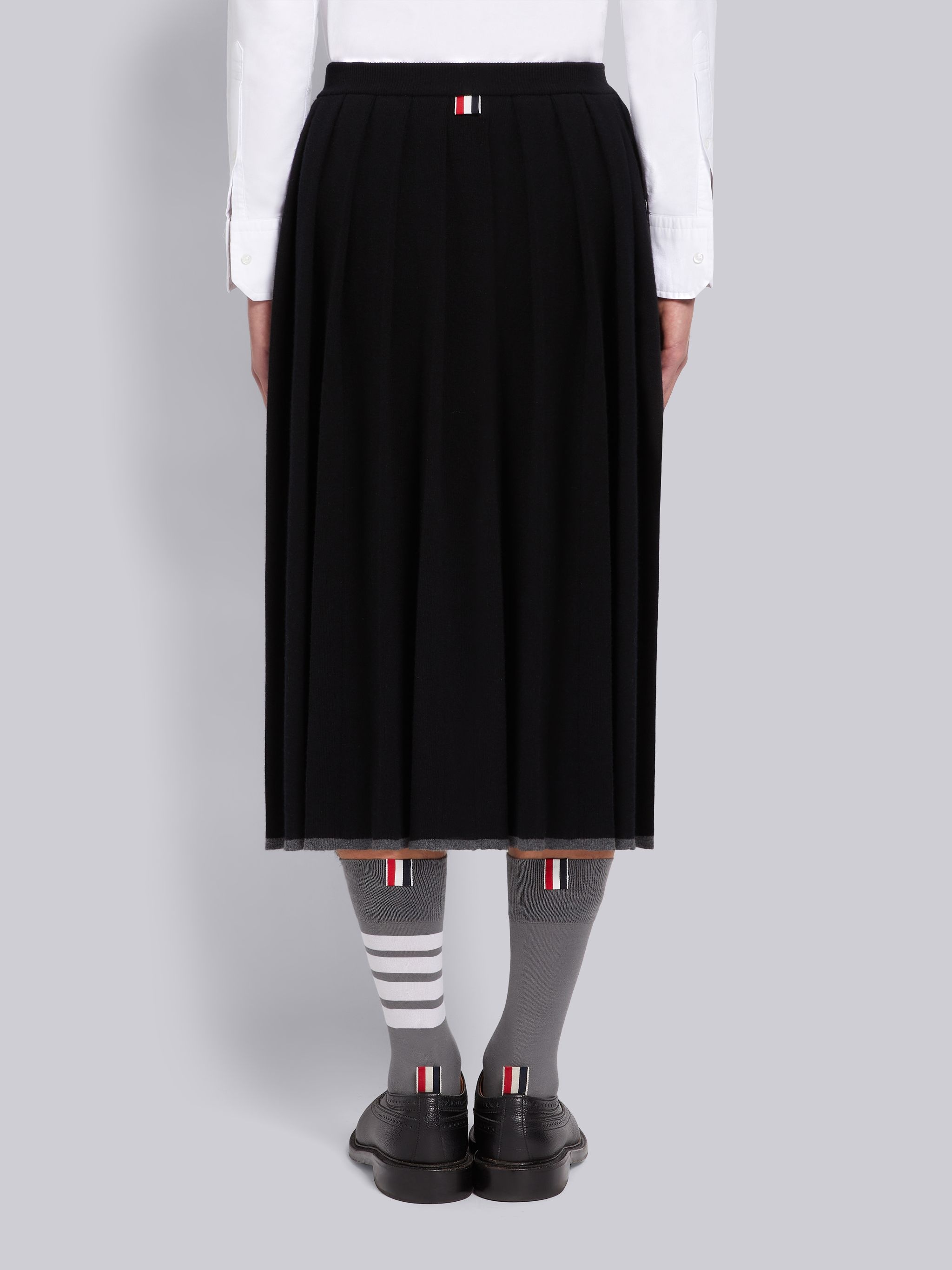 Black Cashmere Tipping Stripe Classic Pleated Skirt - 3