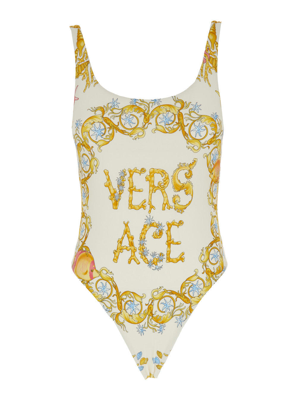 Versace Women Multicolor One-Piece Swimsuit With Underwater Barocco Print And Open Rear In Tech Fabr - 1