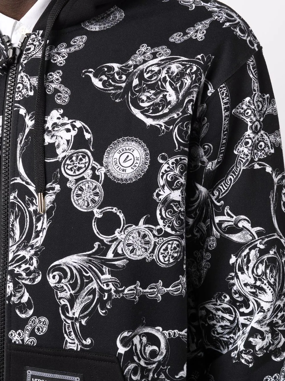 baroque-print zip-up hoodie - 5