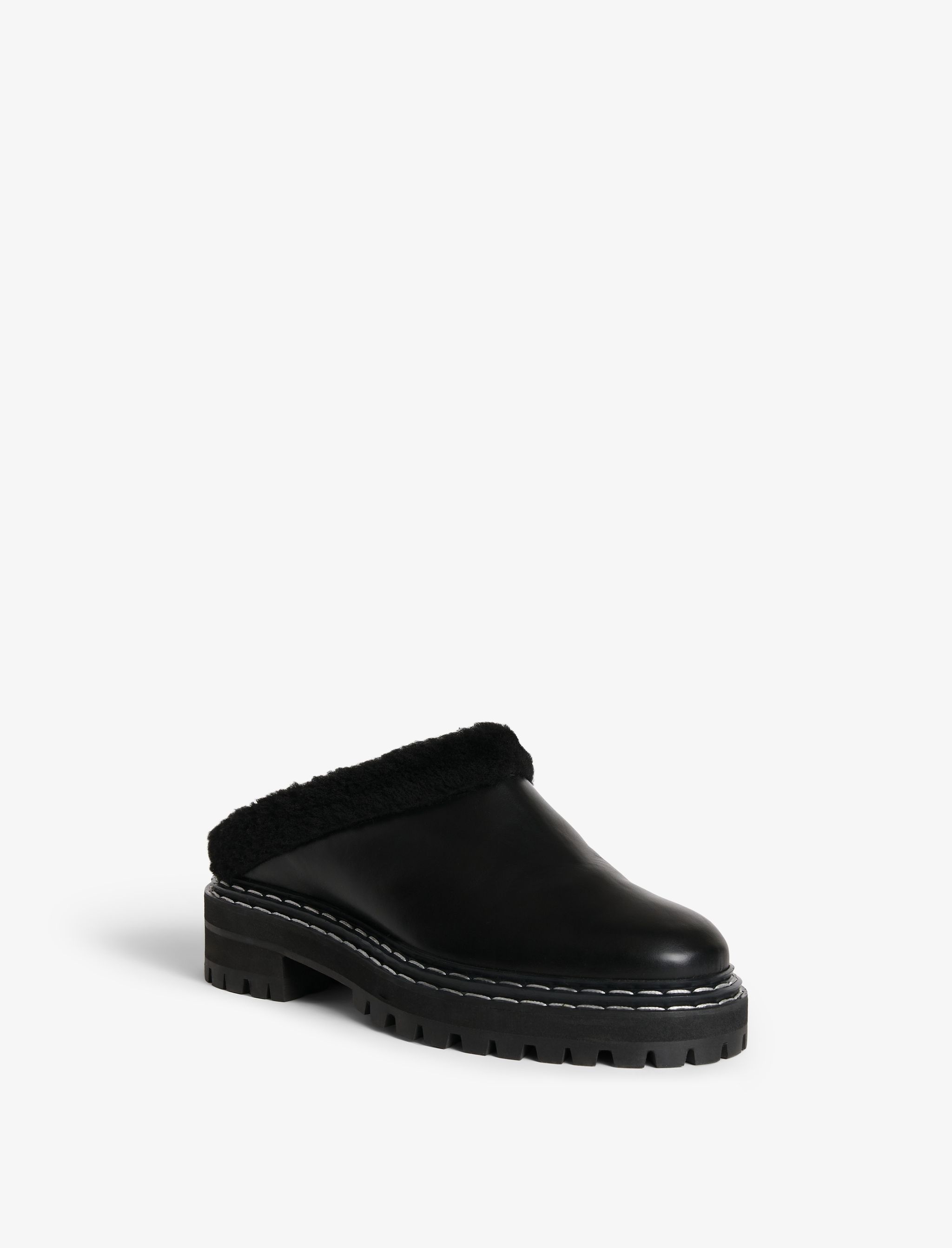 Shearling Lug Sole Mules - 2