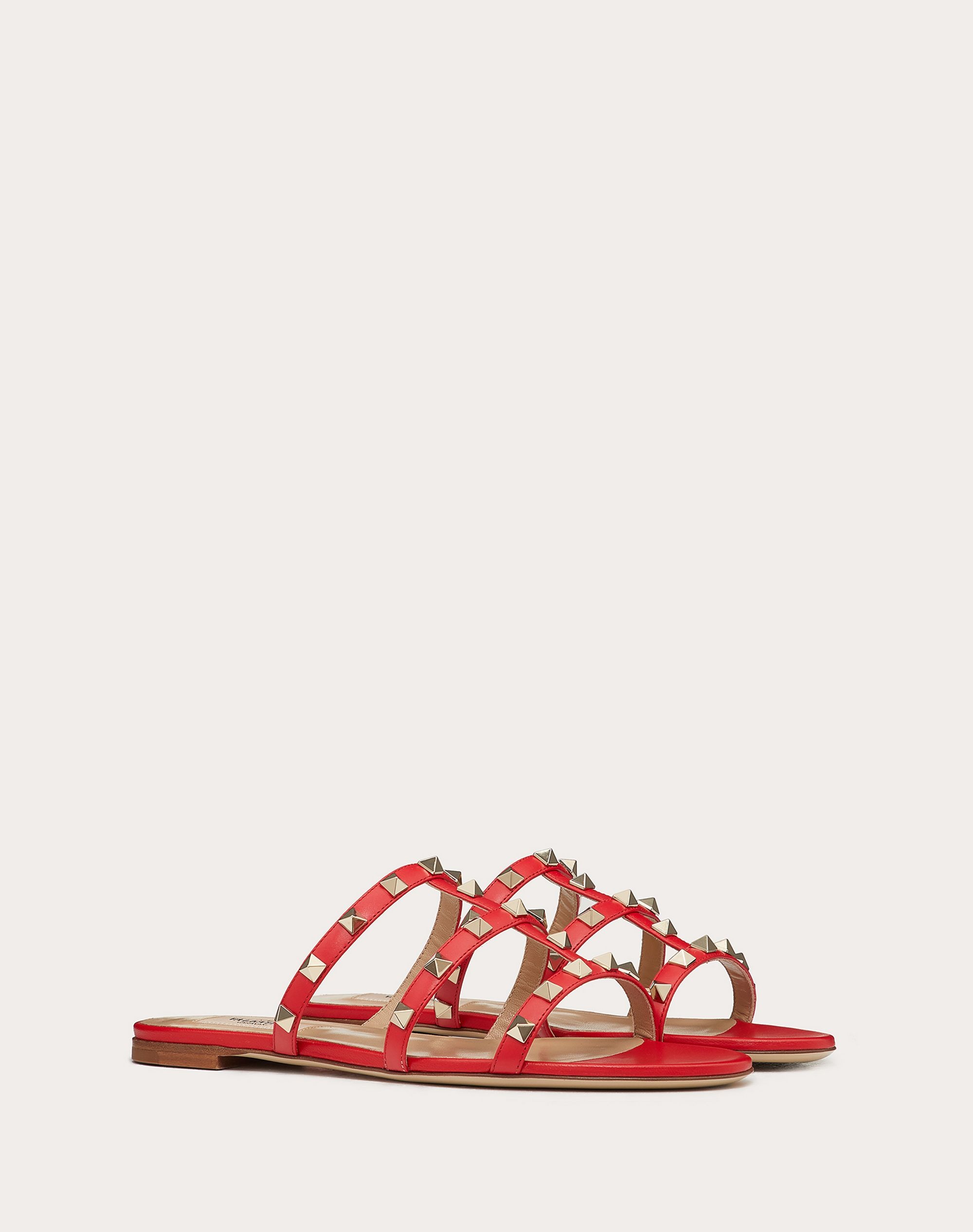 Rockstud flat calfskin slide sandal - 2