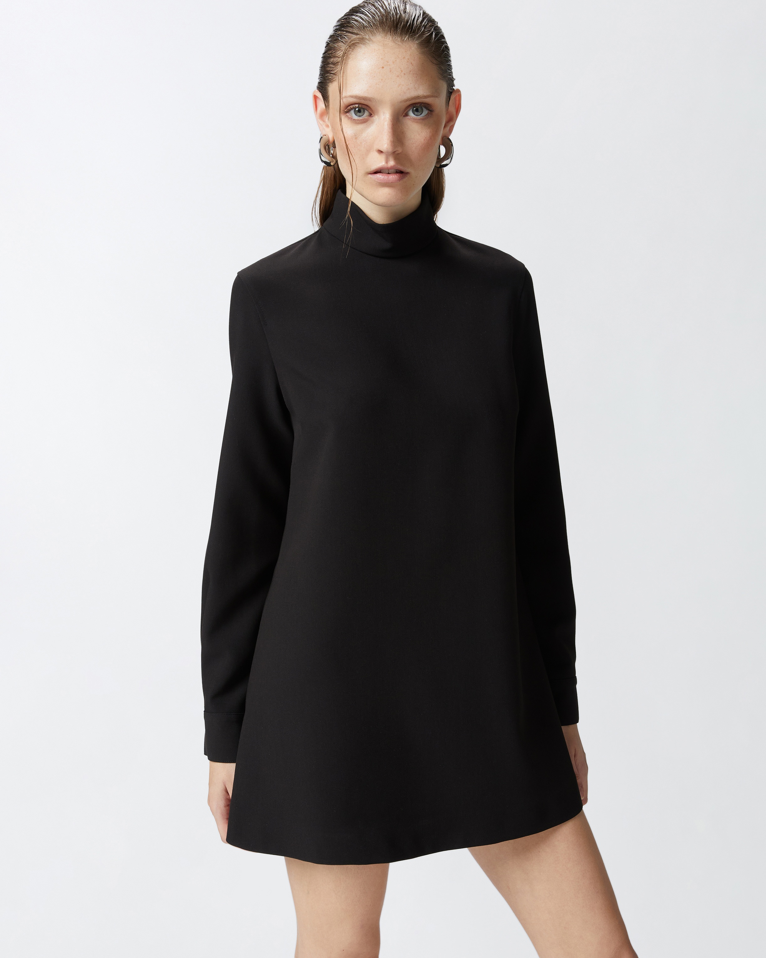 HIGH-NECK MINI DRESS IN TECHNICAL FABRIC - 3