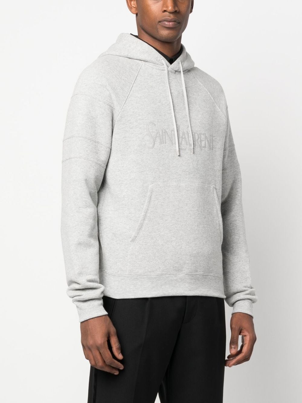 embroidered-logo cotton hoodie - 3