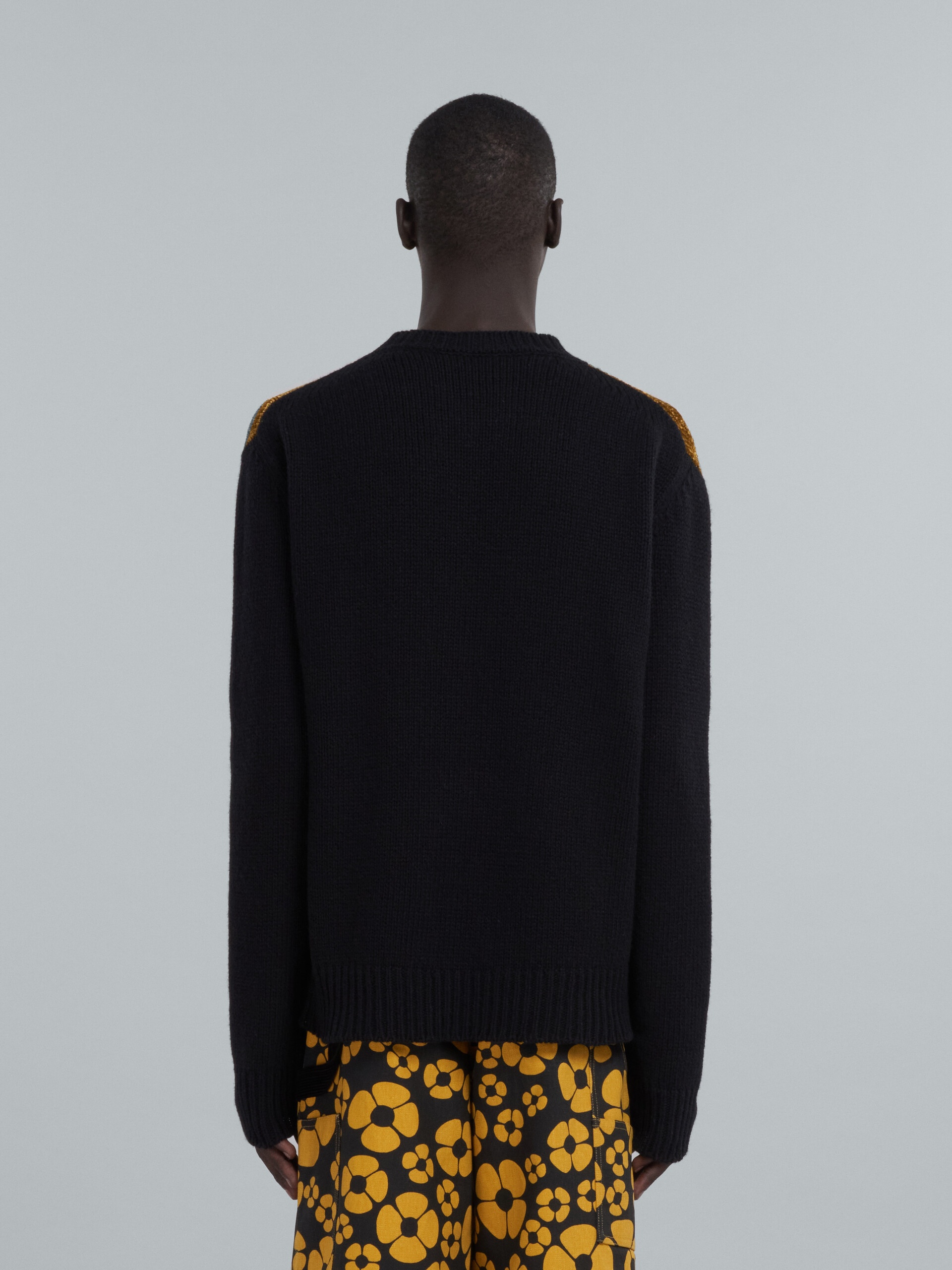 MARNI X CARHARTT WIP - JUMPER IN BLACK WOOL AND SILK WITH LOGO - 3