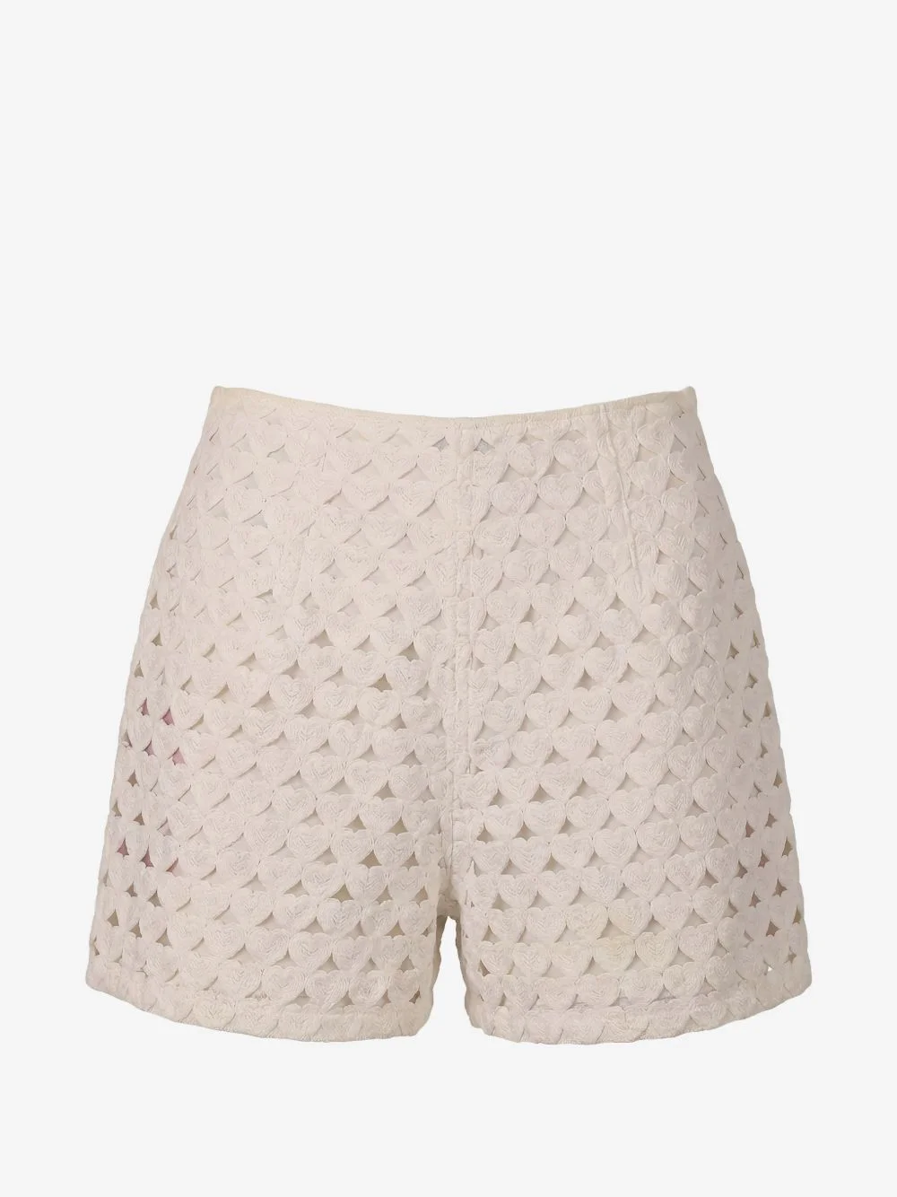 heart-motif crochet-knit shorts - 1