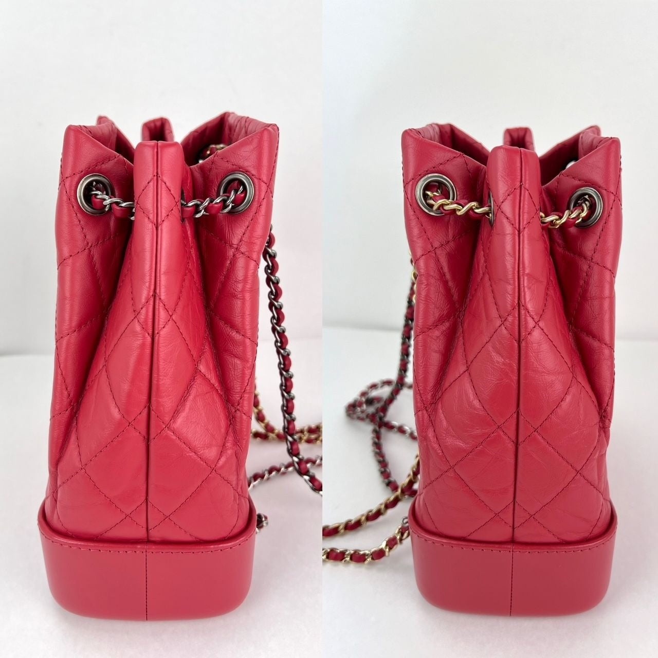 Chanel Aged Calfskin Quilted Small Gabrielle Red Backpack - 4