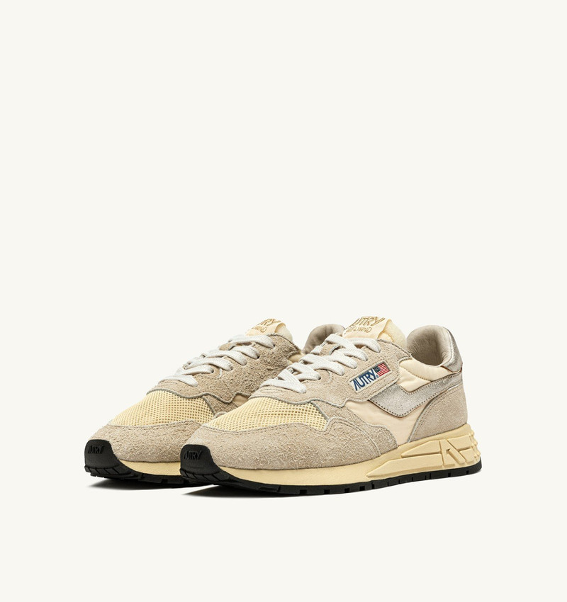 AUTRY REELWIND LOW SNEAKERS IN NYLON SUEDE AND LEATHER COLOR ECRU AND PLATINUM outlook