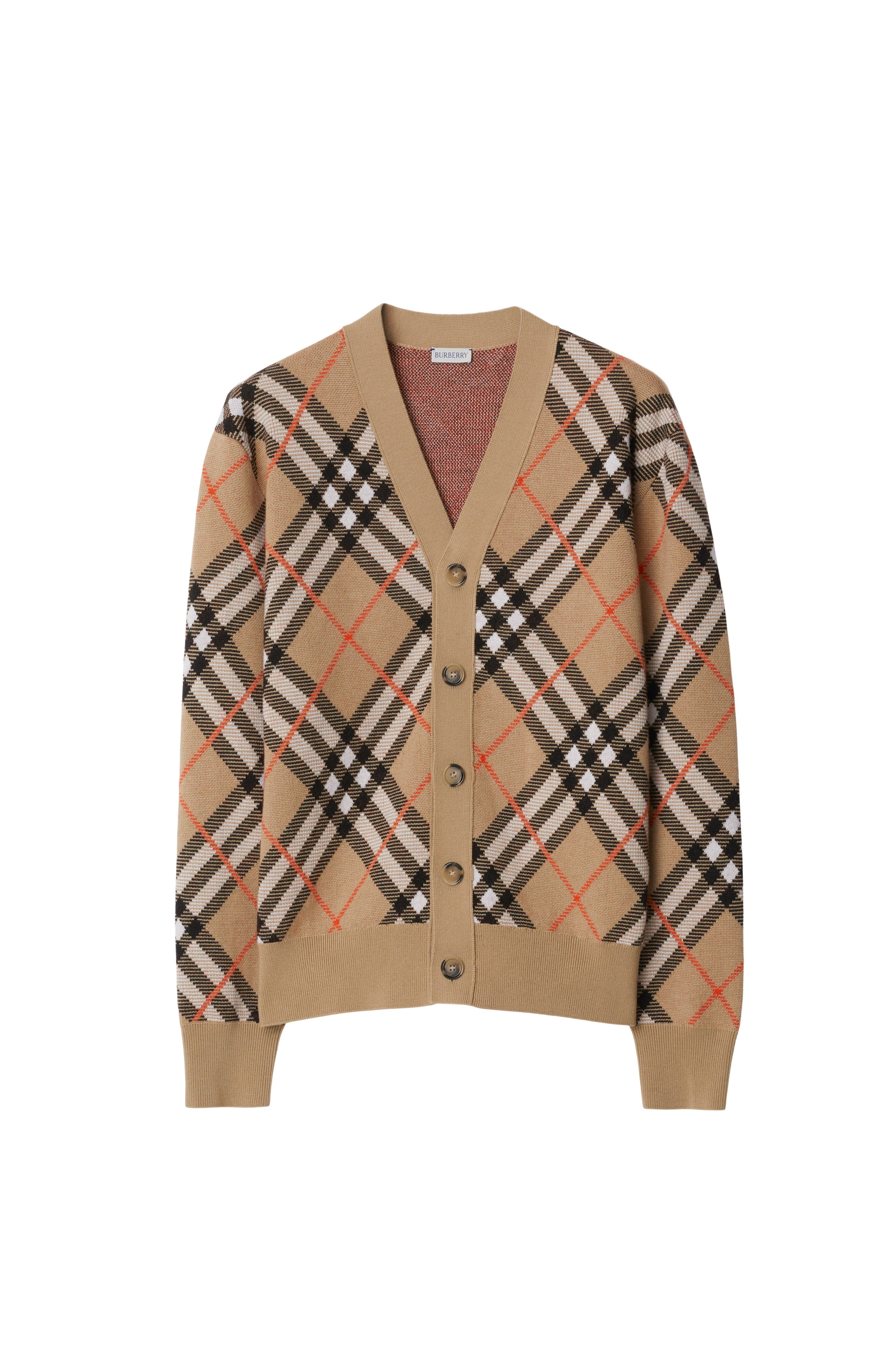 burberry Check Wool Mohair Blend Cardigan in Sand at Nordstrom - 2