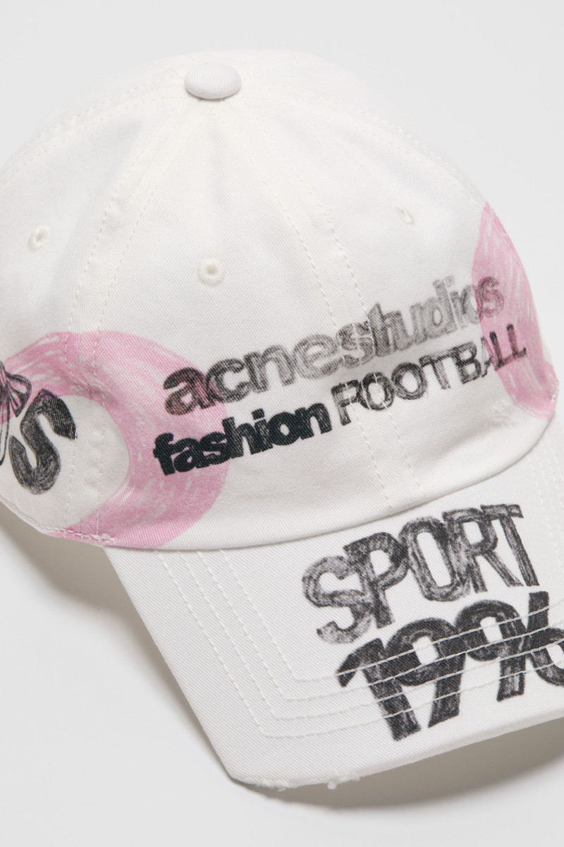 Acne Studios Distressed logo cap - White outlook