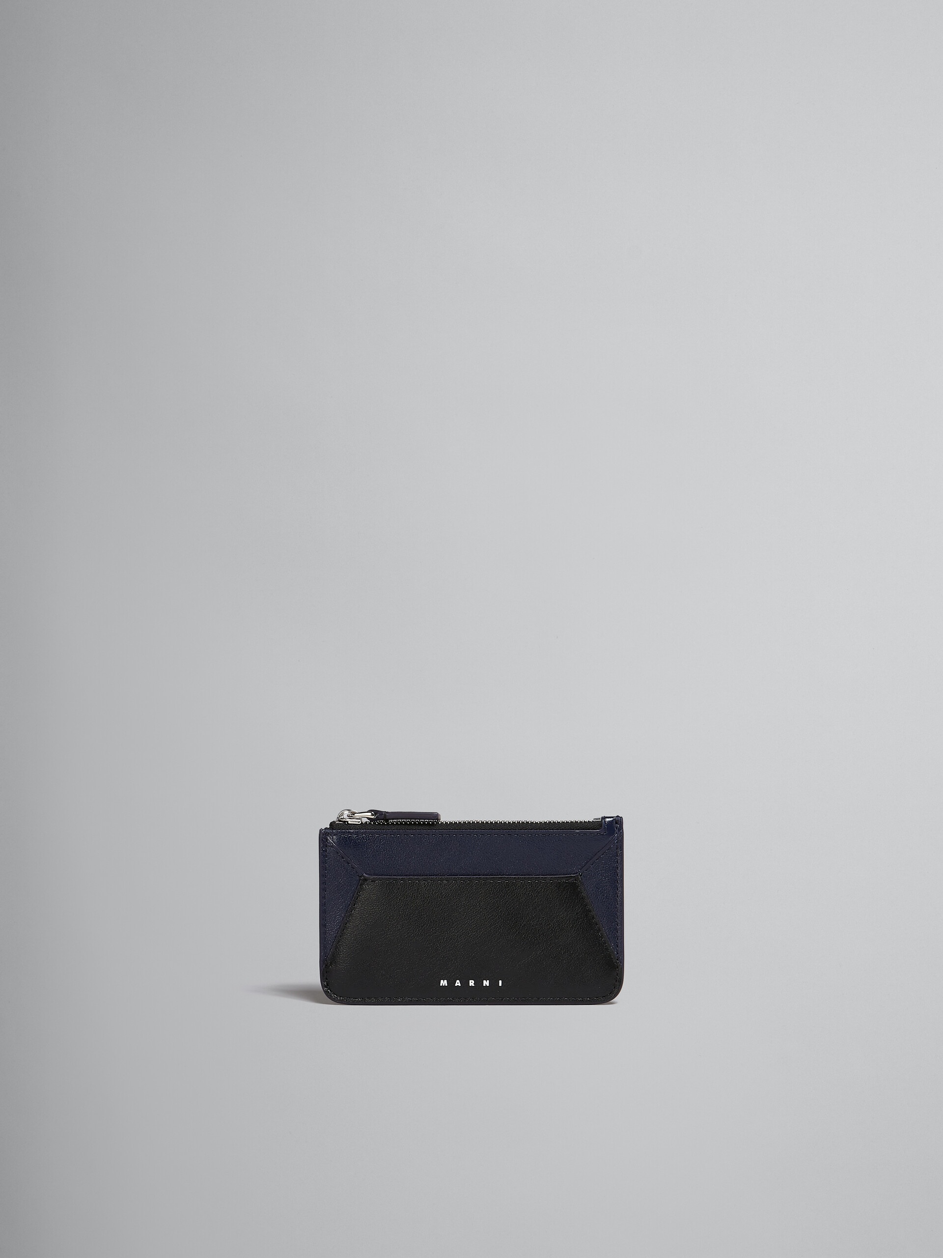 NAVY BLUE AND BLACK LEATHER CARD CASE - 1