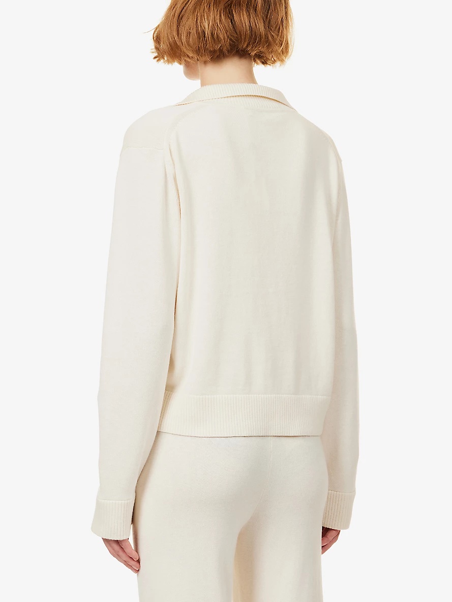 Open-collar cotton and cashmere-blend jumper - 4