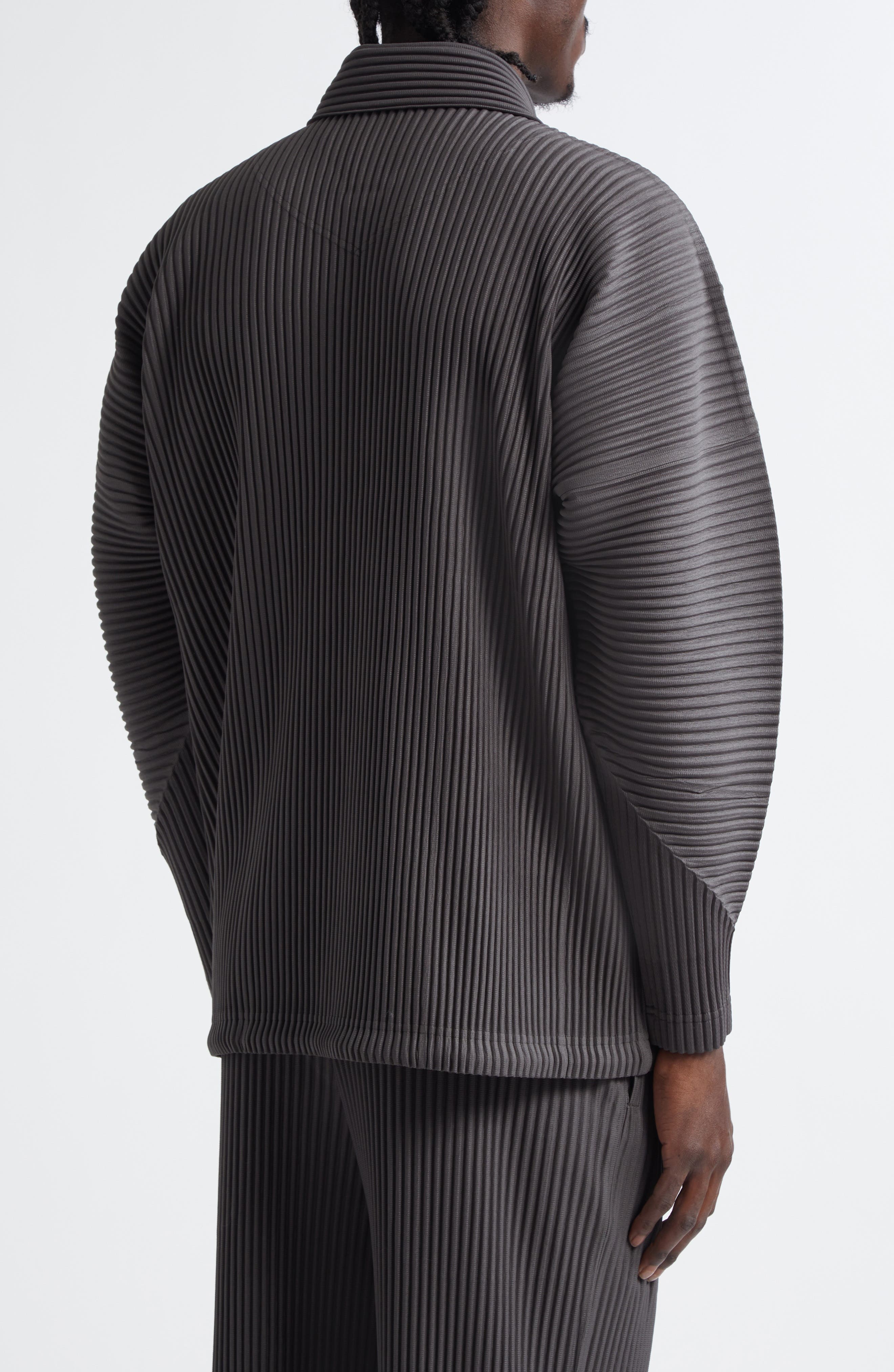 Homme Plissé Issey Miyake Monthly Colors March Pleated Shirt Jacket in Charcoal Gray at Nordstrom - 3