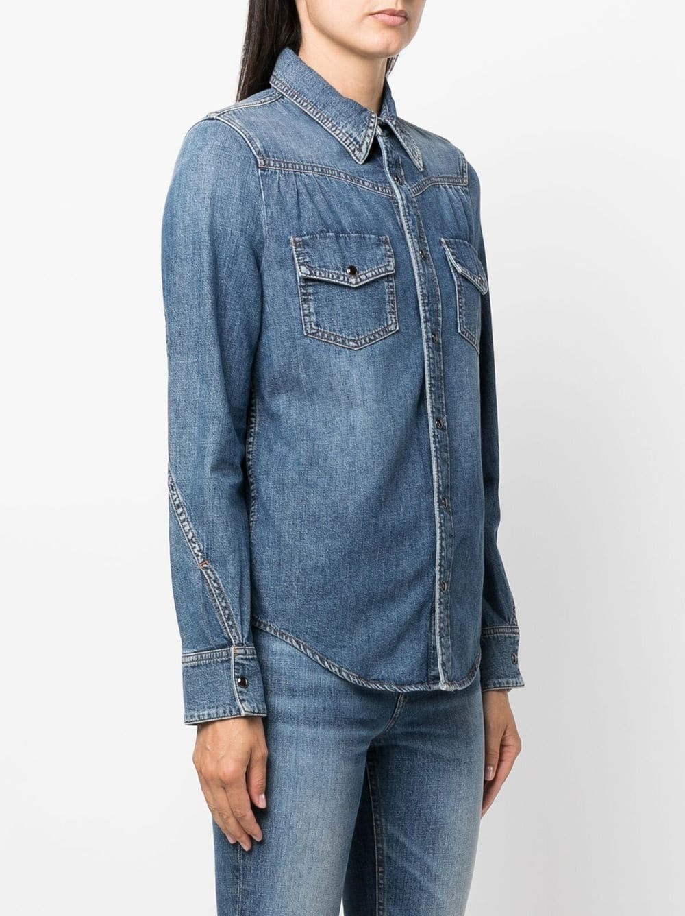 patch-pocket denim shirt - 3