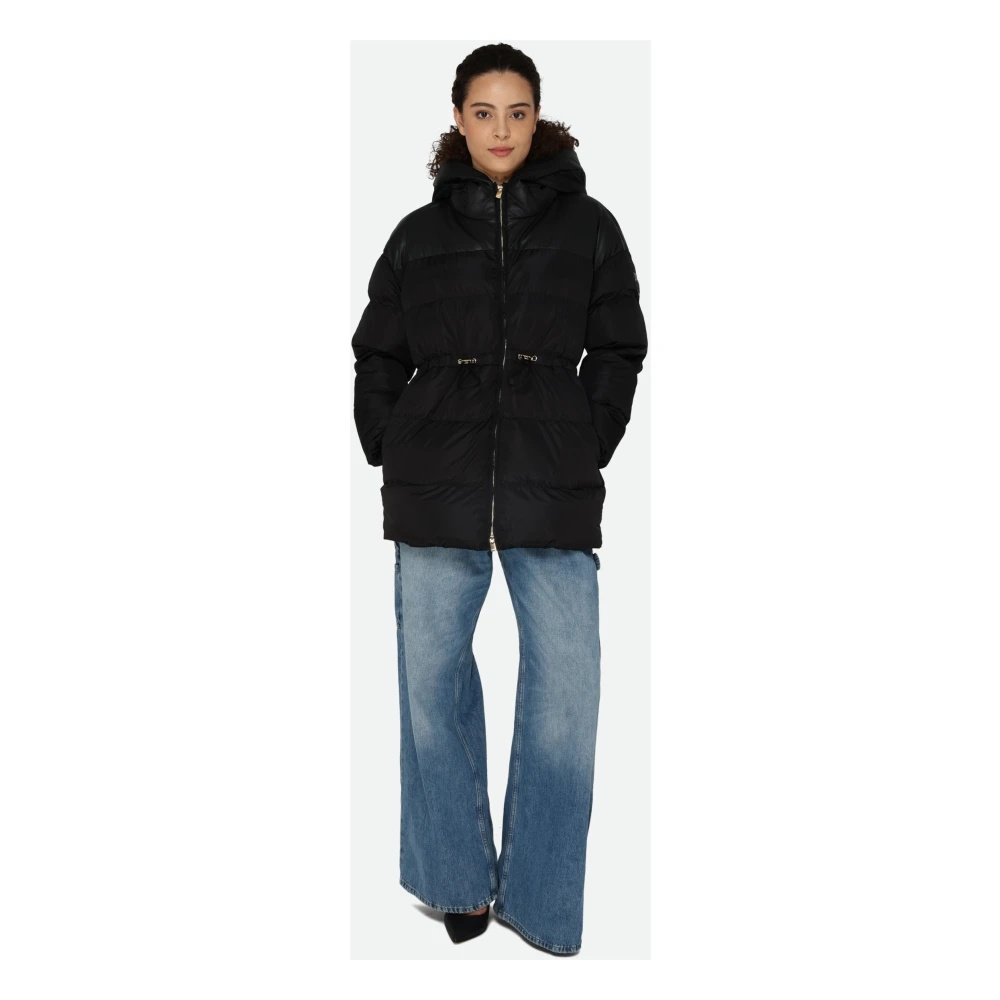 BLACK HOODED PUFFER JACKET - 5