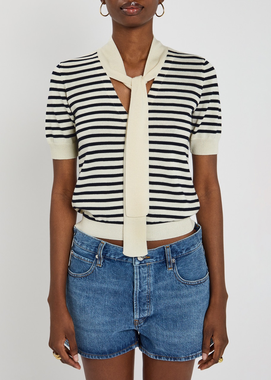 Frame The Sailor Tie Striped Cotton-blend Cardigan - 2