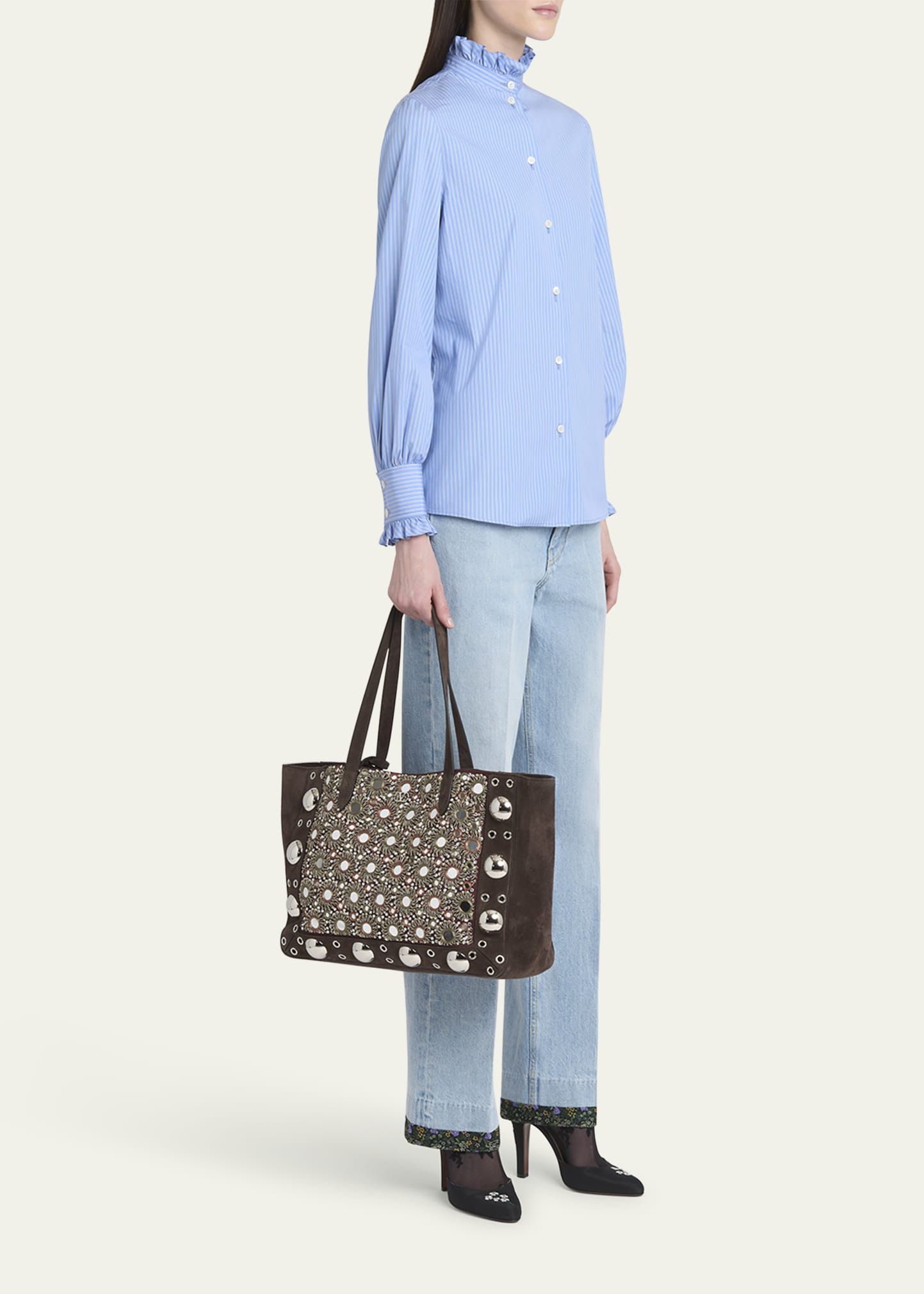 Nellcote Mirrored Suede Tote Bag - 5