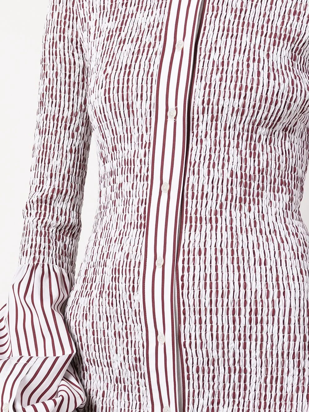 ruched stripe-print shirt dress - 5