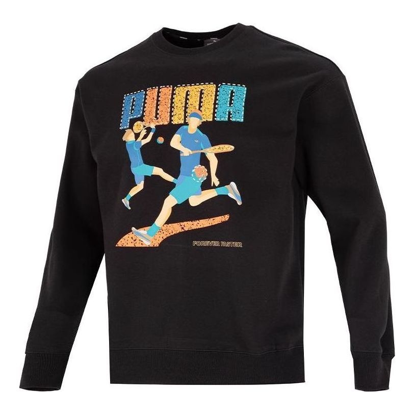 PUMA Tennis Club Graphic Long Sleeve Tee 'Black' 538658-01 - 1