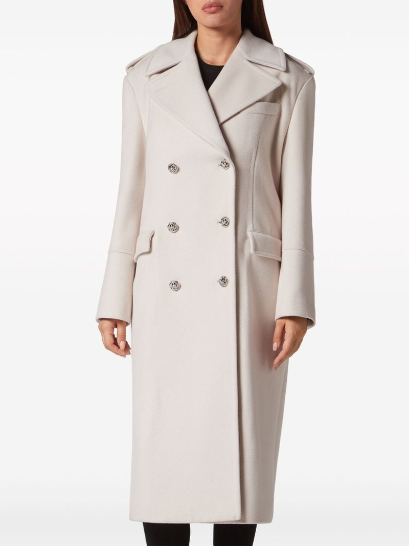 Skull crystal-embellished double-breasted coat 3