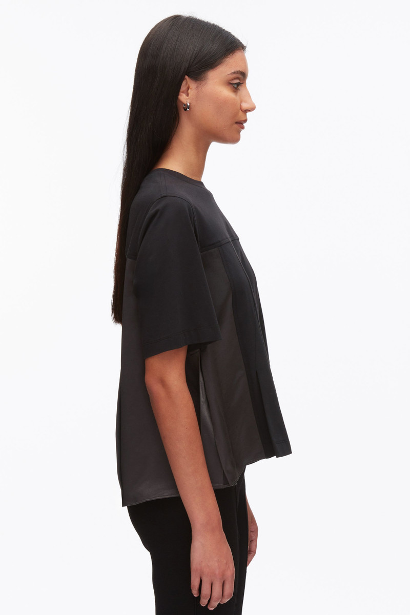 Puff Sleeve Flounce T-Shirt with Satin Panels 4