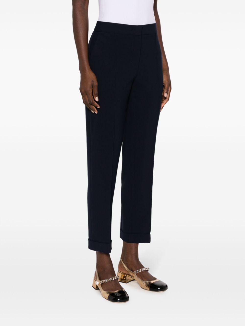 pressed-crease concealed-fastening tapered trousers - 3