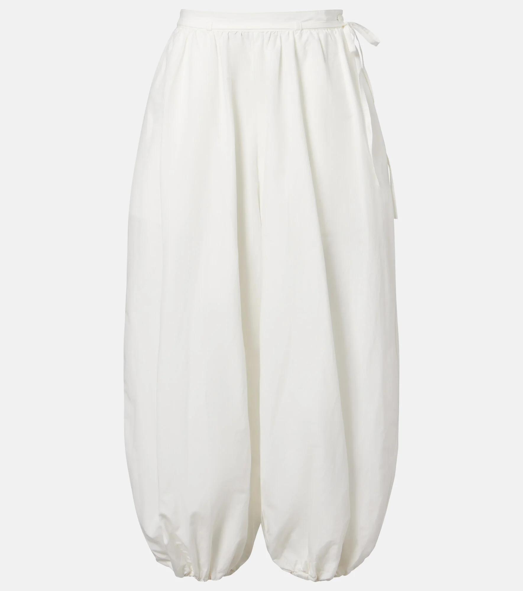 Belted cotton and silk balloon pants - 1