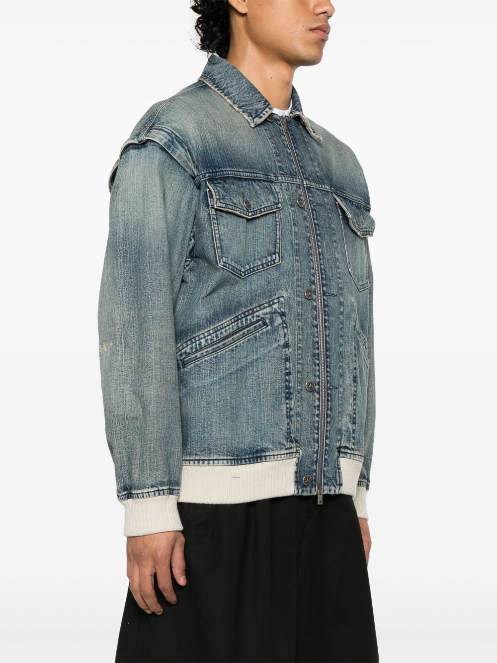 zip-up denim jacket - 3