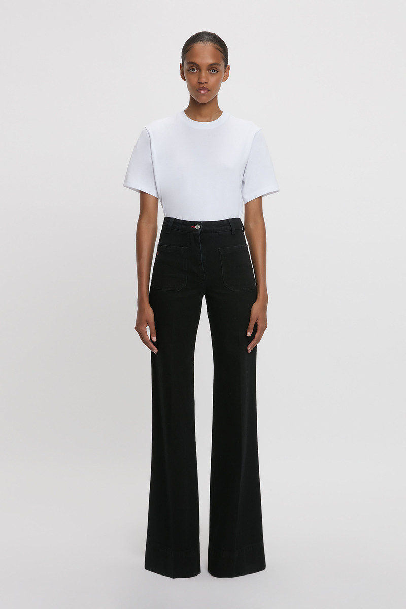 Victoria Beckham Alina High Waisted Stretch Jean In Washed Black outlook