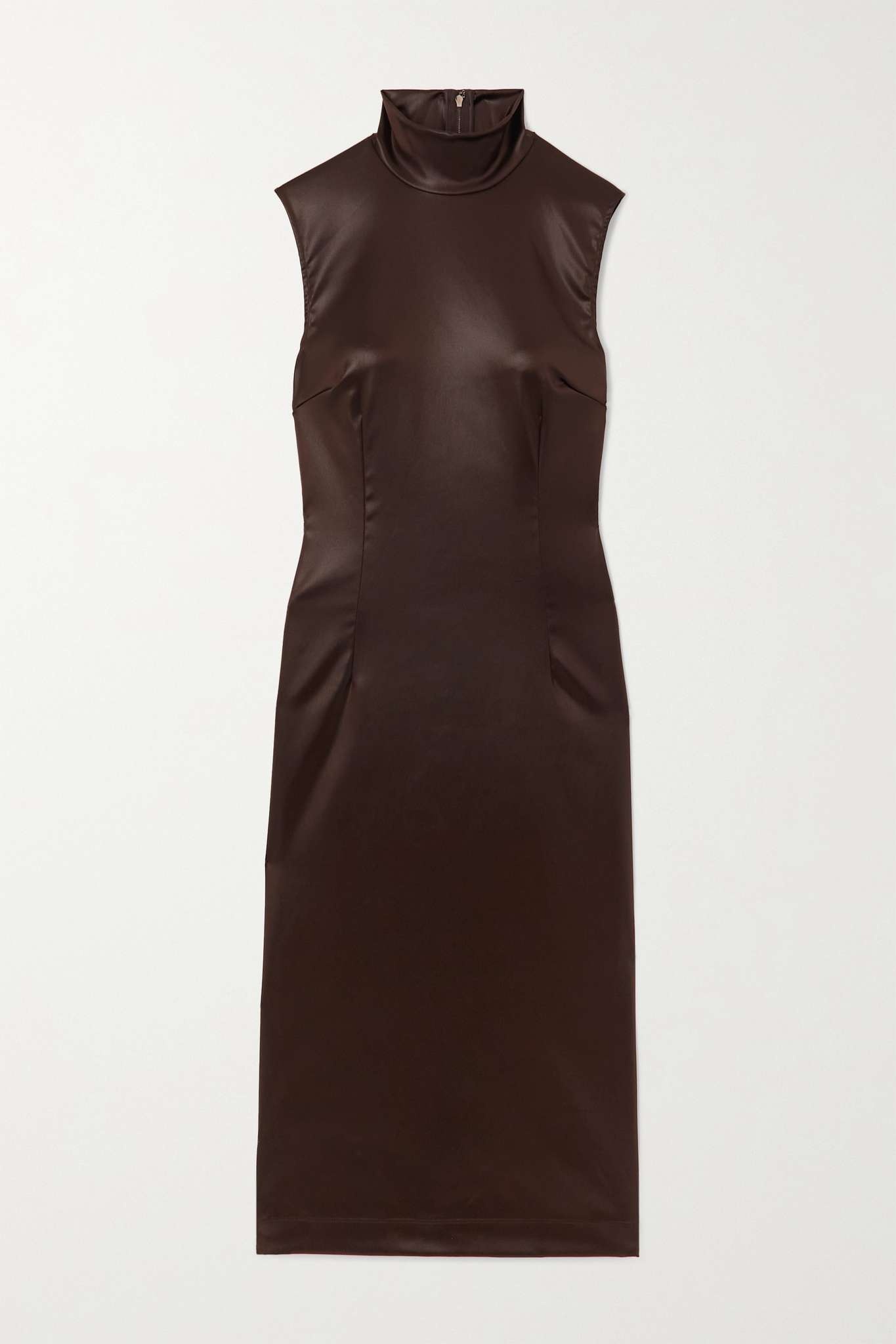 Coated stretch-satin midi dress - 1